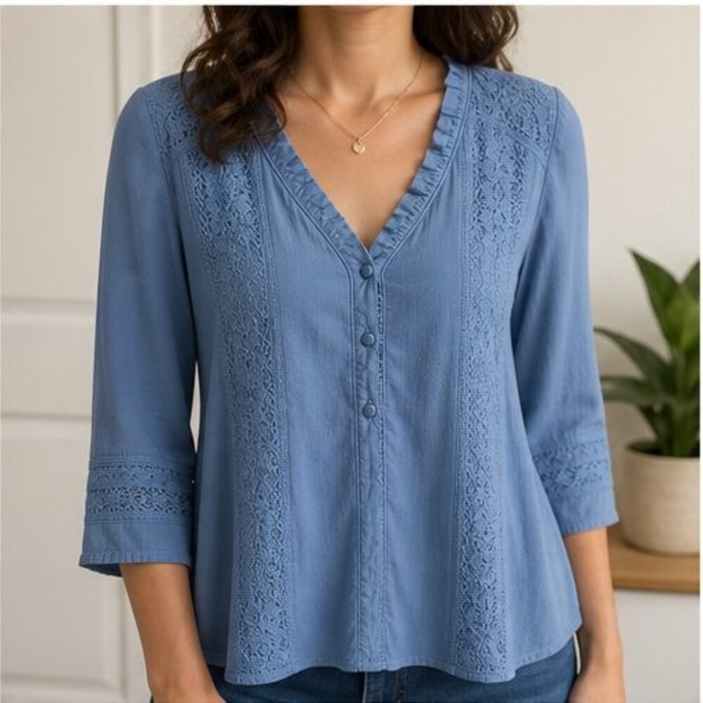 Blue Smocked Top - Picture 2 of 6